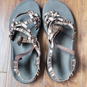 Chaco Double Strap X2 Pink/Brown sz 10